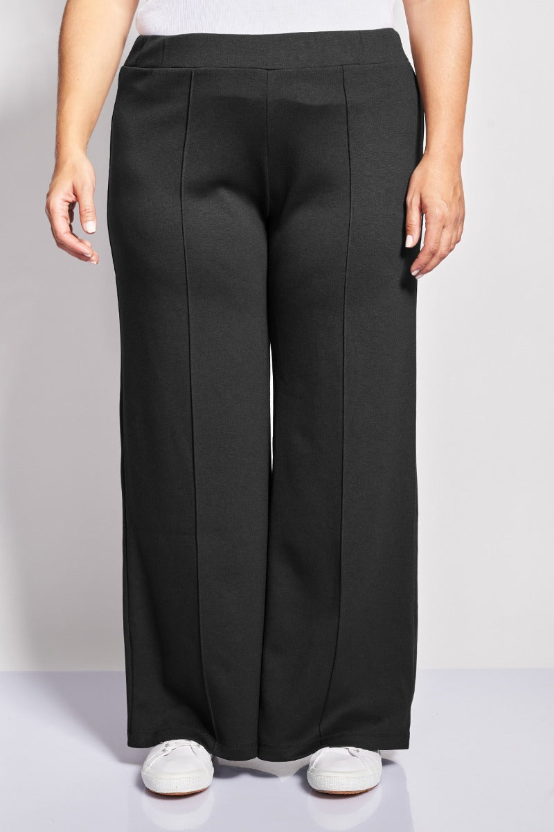 Παντελόνι φόρμας wide leg με νερβίρ scuba soft touch - Μαύρο