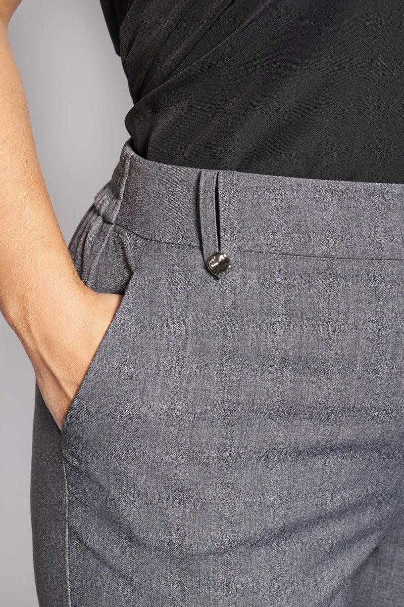 Peg παντελόνι κοστουμιού twill με διακοσμητικά θηλάκια - Γκρι