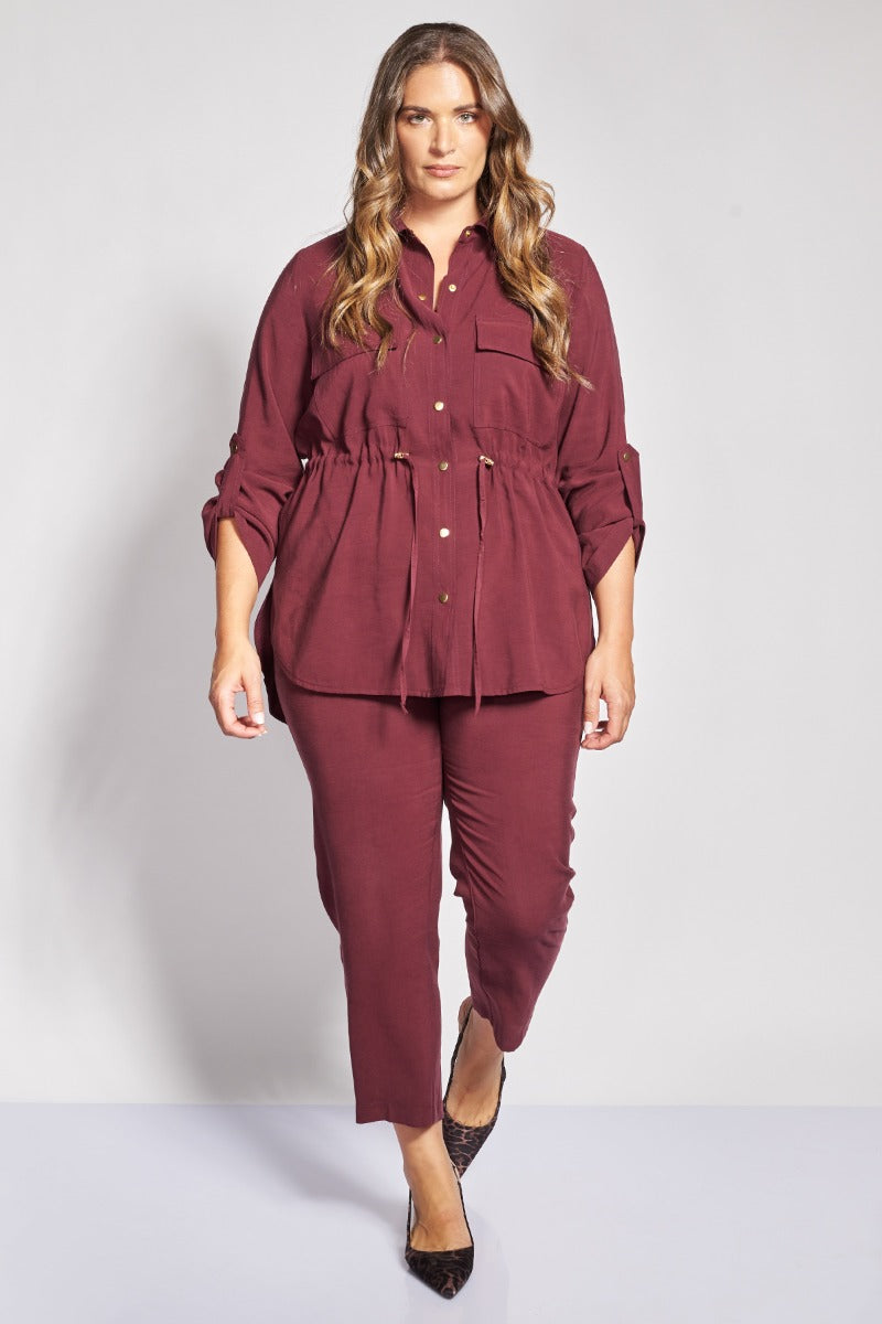 Ψηλόμεσο Παντελόνι twill - Μπορντω