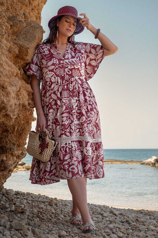 Boho Φόρεμα Εμπριμέ Botanical με βολάν - Εκάι