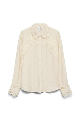 Shirt with guipure lace VERO MODA - Ecru