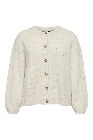 O-Neck Melange Knitted Cardigan VERO MODA - Ecru