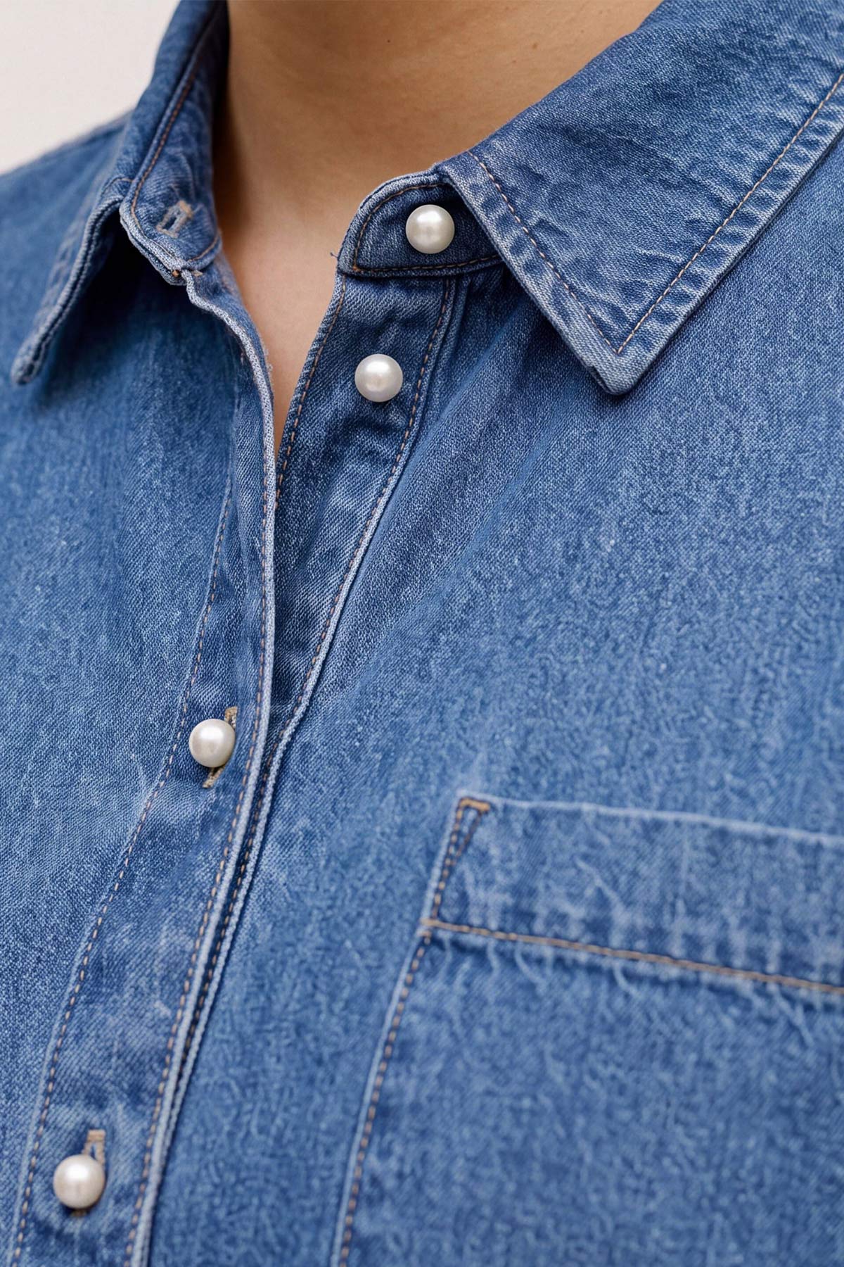 Denim πουκάμισο VERO MODA - Μπλε