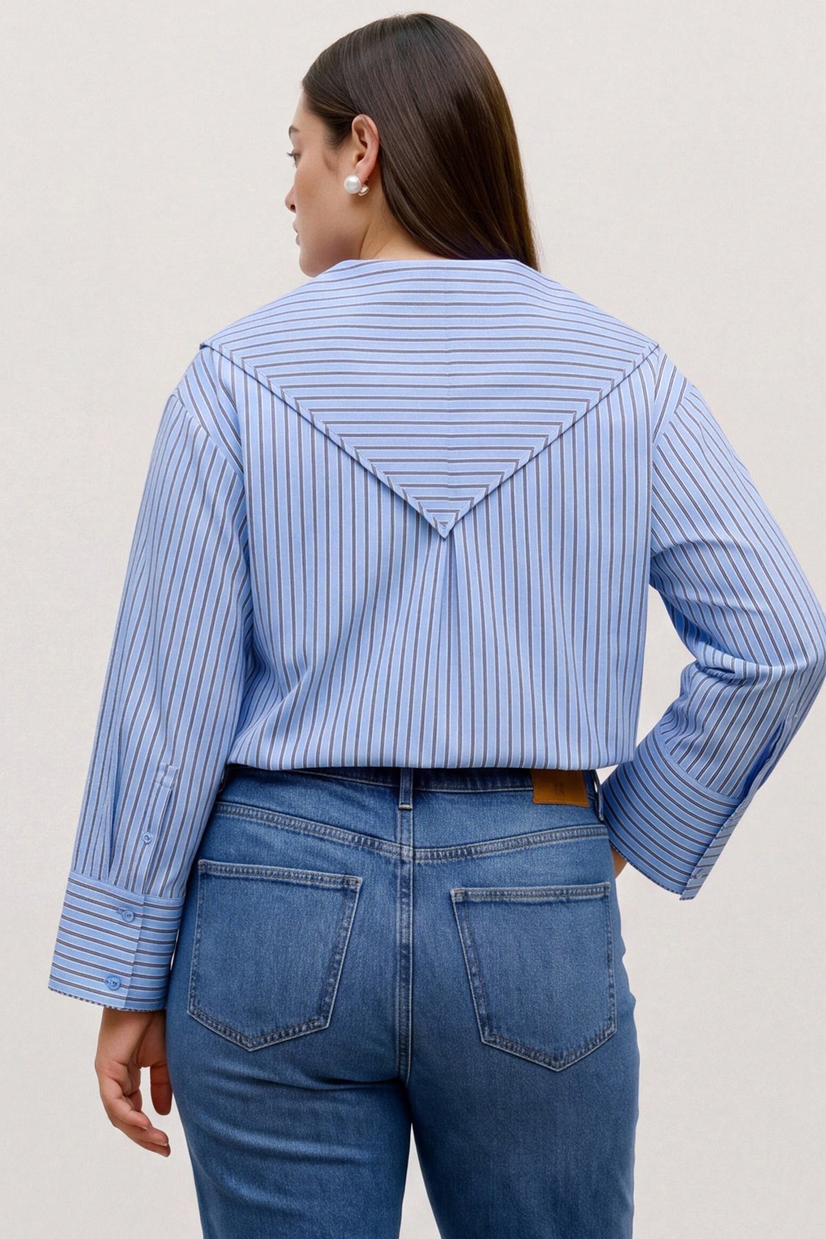 Ριγέ Μπλούζα σε Στυλ Πουκαμίσου με Φουλάρι VERO MODA - Μπλε