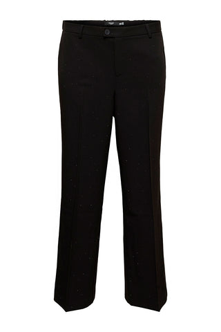 Straight-Fit Crepe Trousers with Rhinestone Details VERO MODA - Black