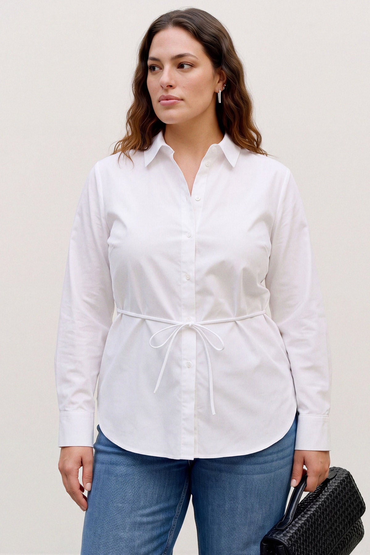 Βαμβακερό Πουκάμισο με Ζωνάκι στη Μέση VERO MODA - Άσπρο