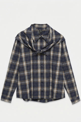 Plaid Shirt with Attached Scarf VERO MODA - Blue