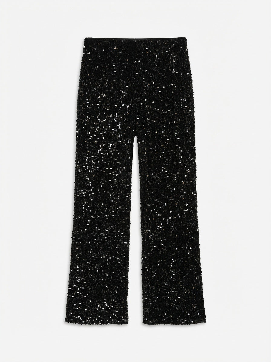 Παντελόνα με παγιέτες wide-leg VERO MODA - Μαύρο