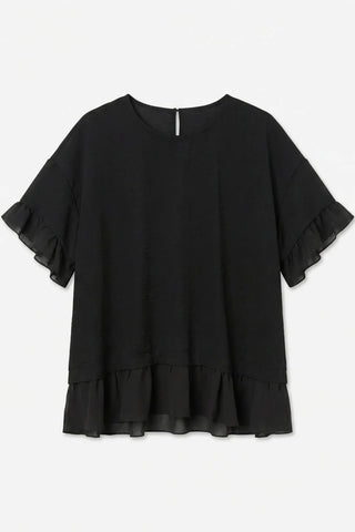 Short-sleeved top with chiffon ruffle trim details VERO MODA - Black