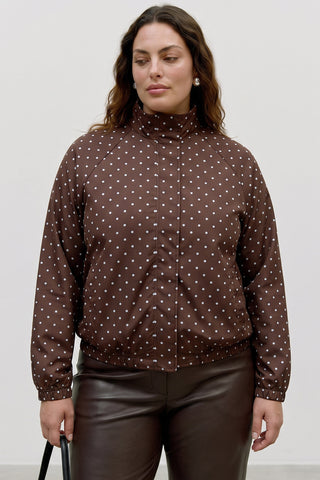 Polka Dot High-Neck Bomber Jacket VERO MODA - Brown