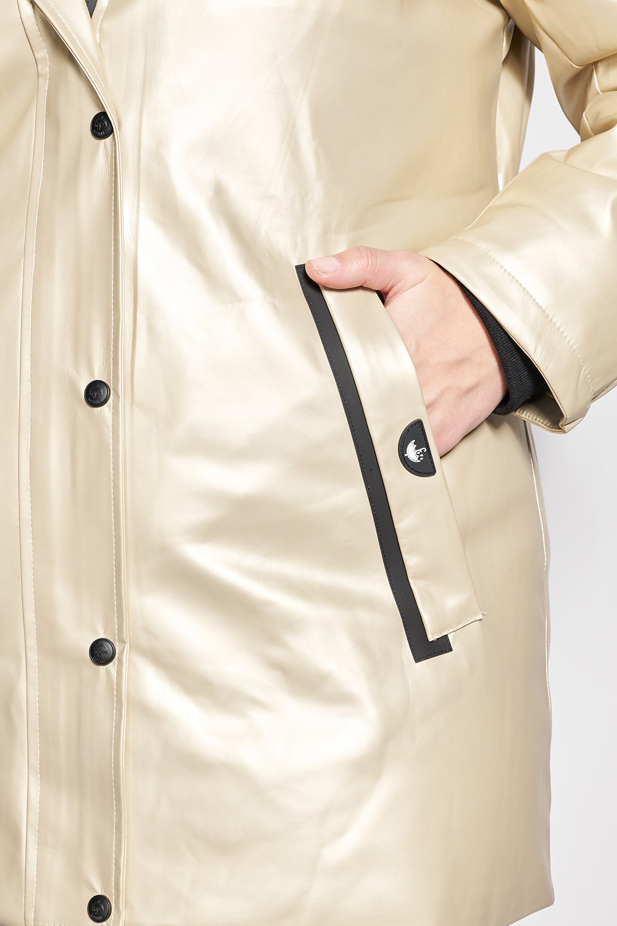 Waterproof Parka jacket with fur on hood and internal straps - Gold
