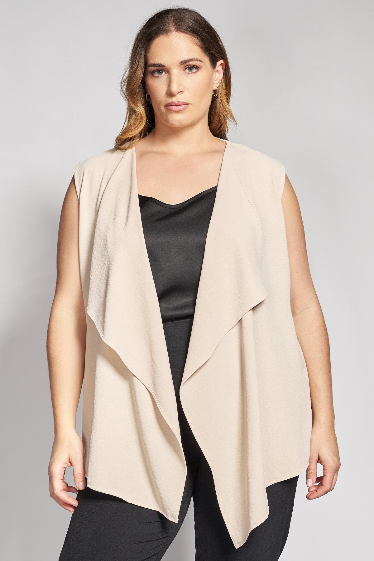 Sleeveless Vest Textured Washed - Beige