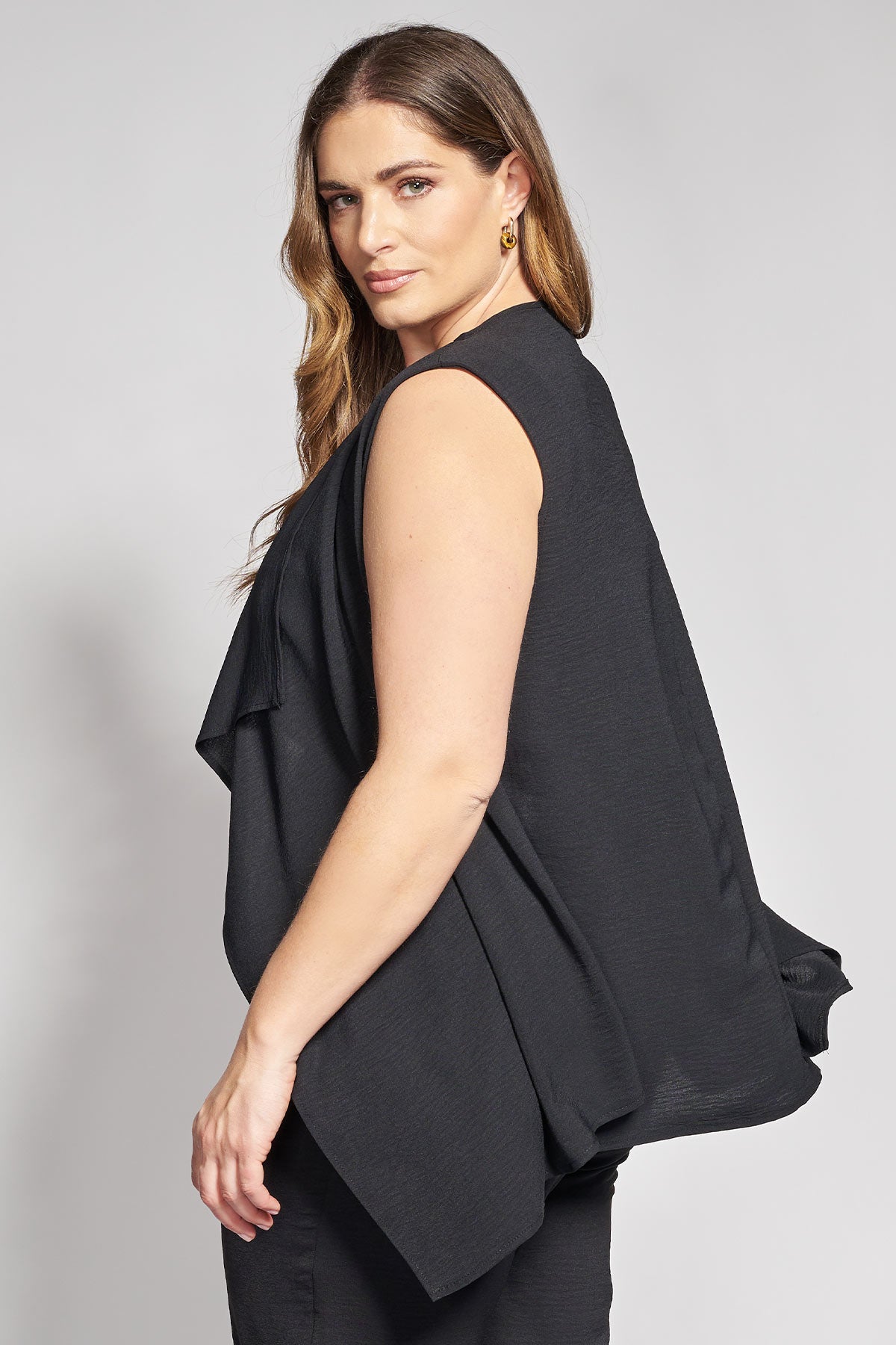 Sleeveless Vest Textured Washed - Black