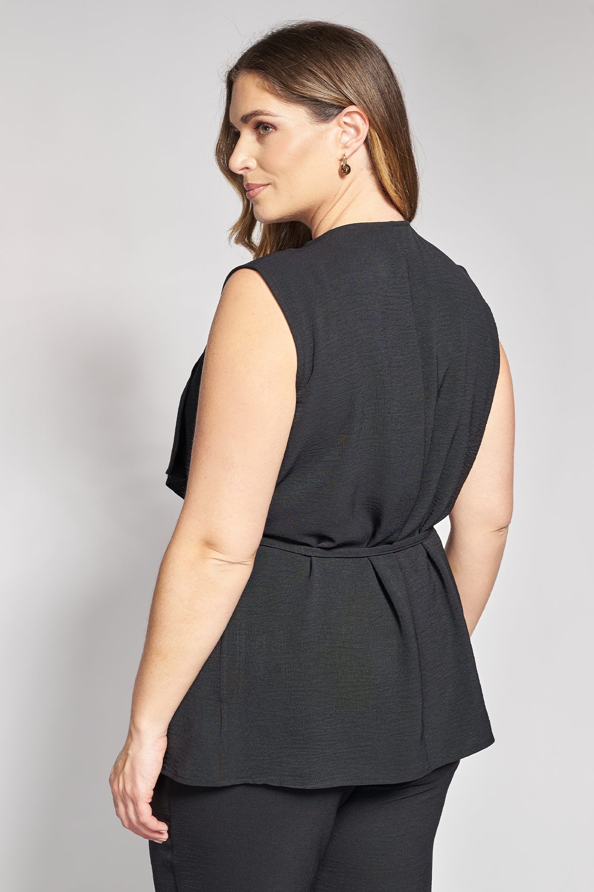 Sleeveless Vest Textured Washed - Black