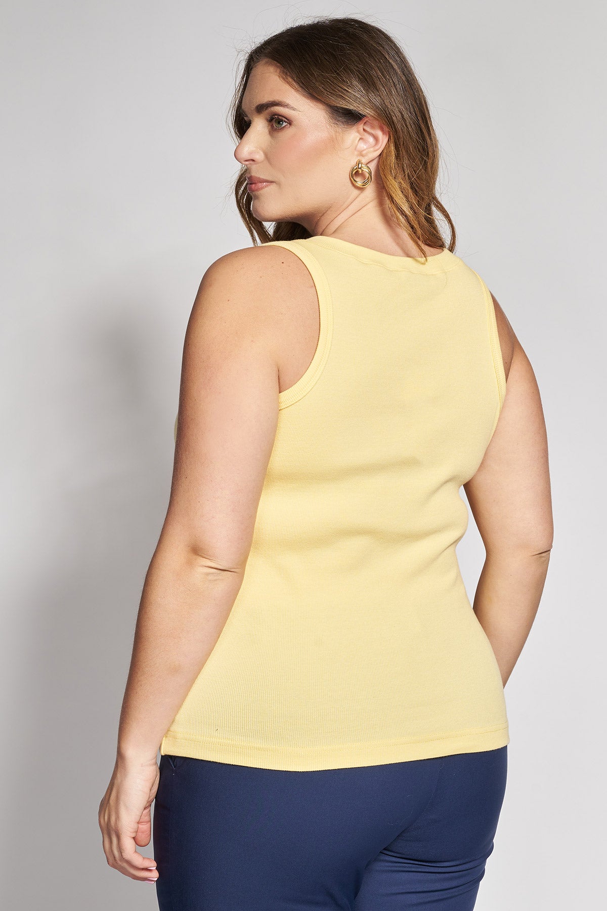 Sleeveless Ribbed V-Neck Top - Yellow