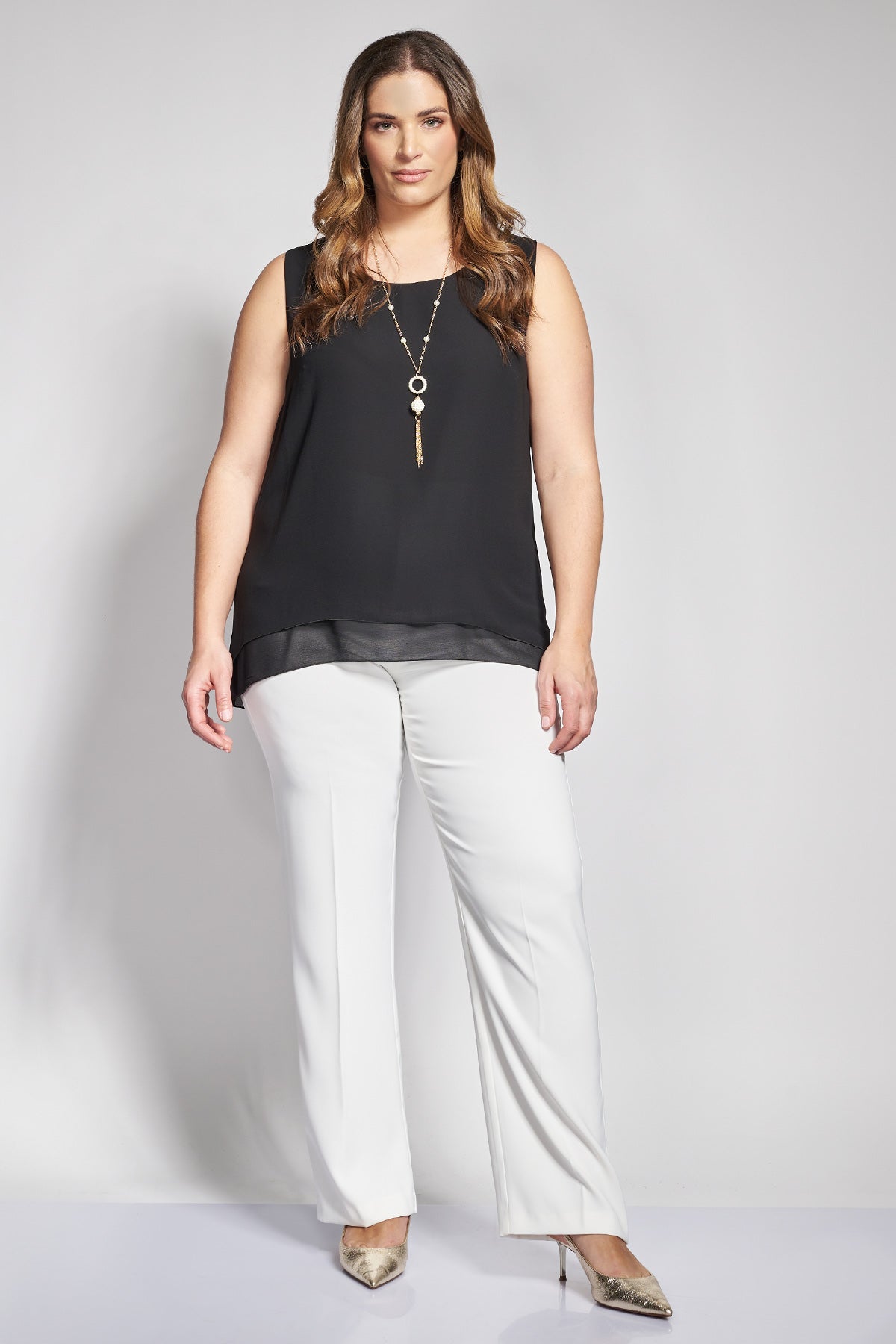 Sleeveless Evening Top with Necklace - Black
