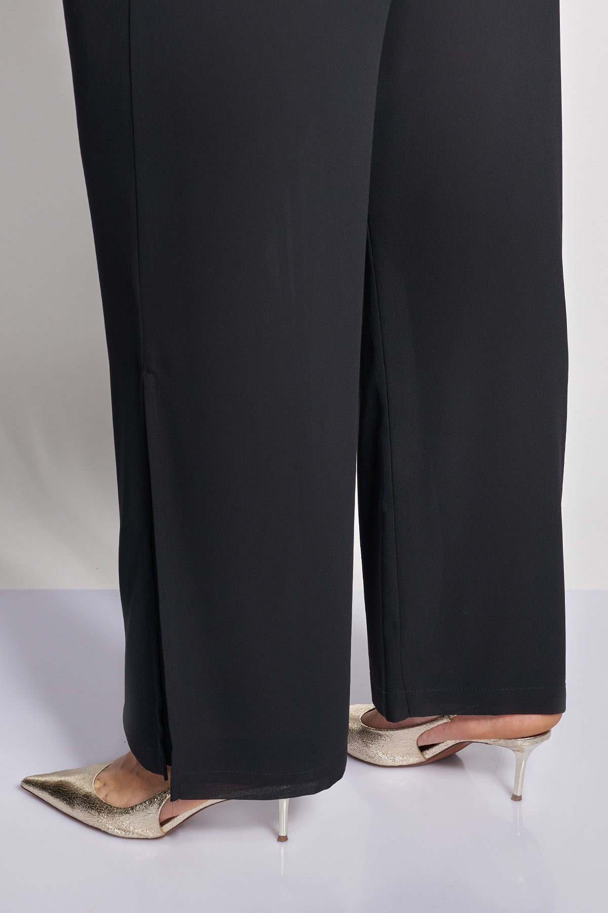 Evening wide leg double layer mouslin pants - Black
