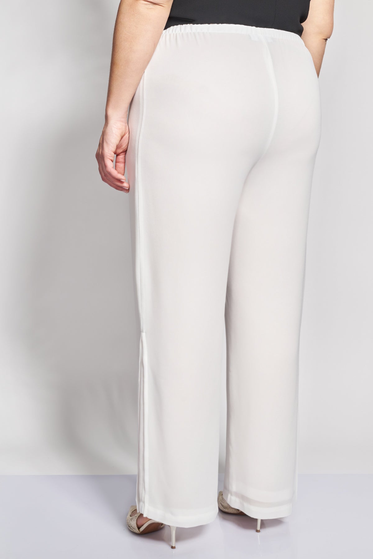Evening wide leg double layer mouslin pants - White