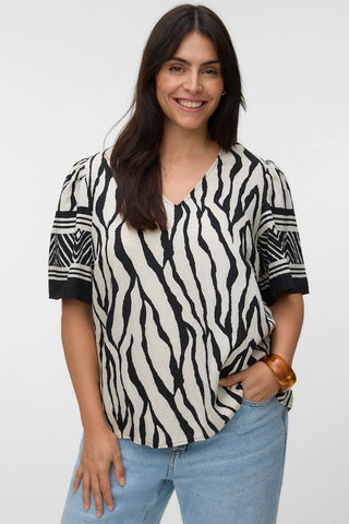 Animal Print V-Neck Top VERO MODA - Black