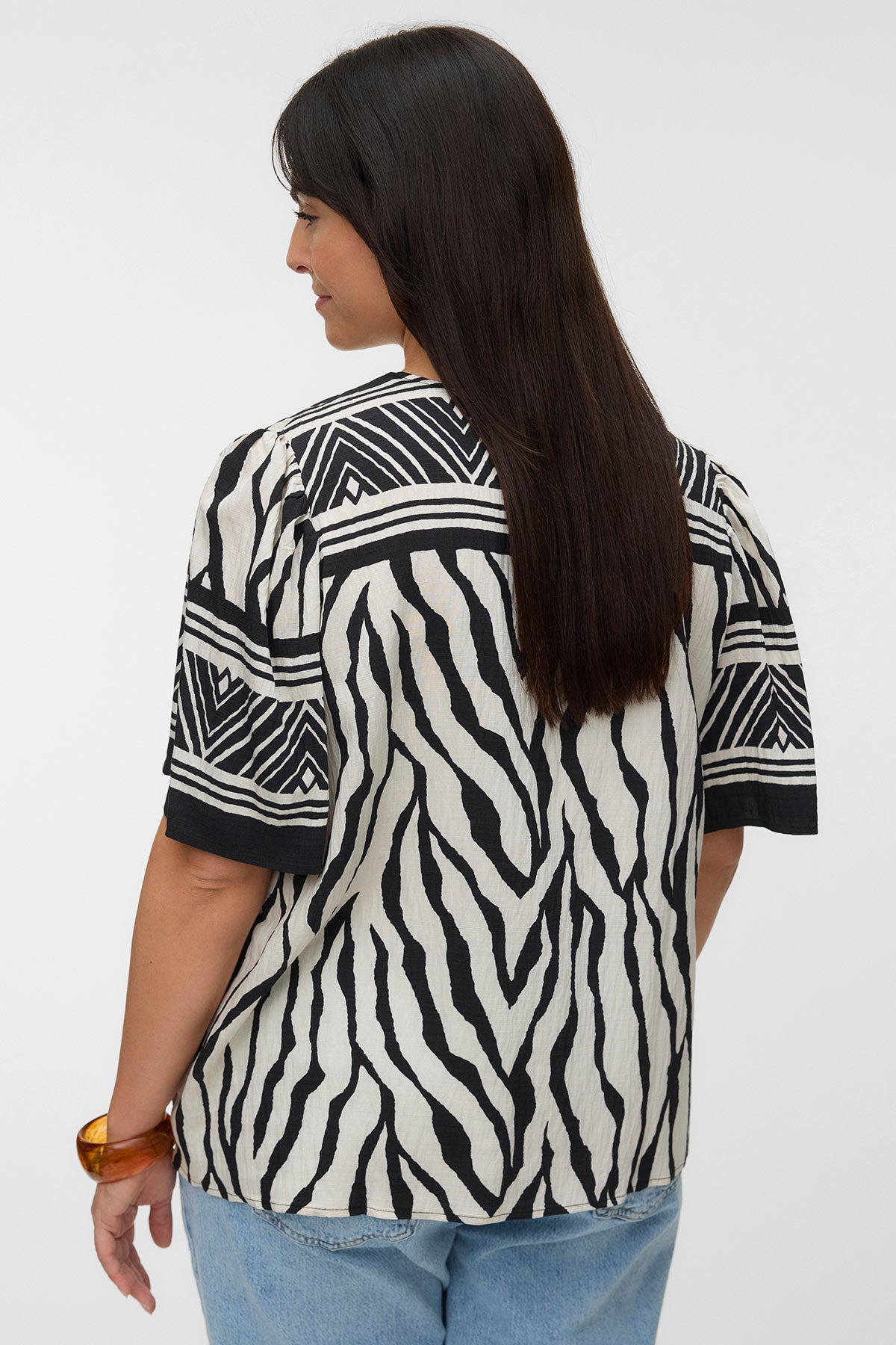 Animal Print Μπλούζα με V VERO MODA - Μαύρο