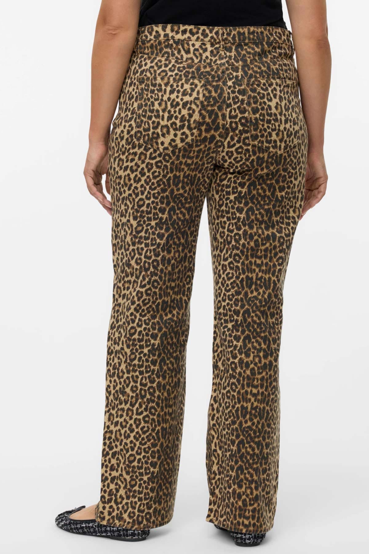 Animal print τζιν παντελόνι wide-leg ψηλόμεσο VERO MODA - Καφέ