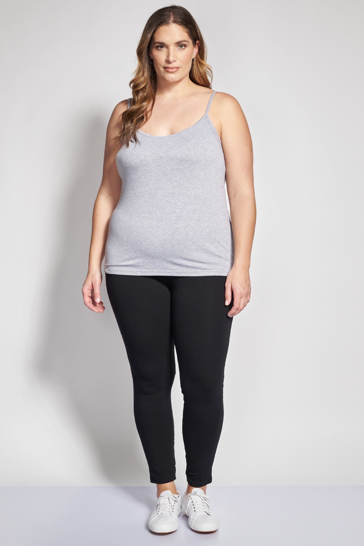 Basic strappy top from high quality elastic viscose - Grey