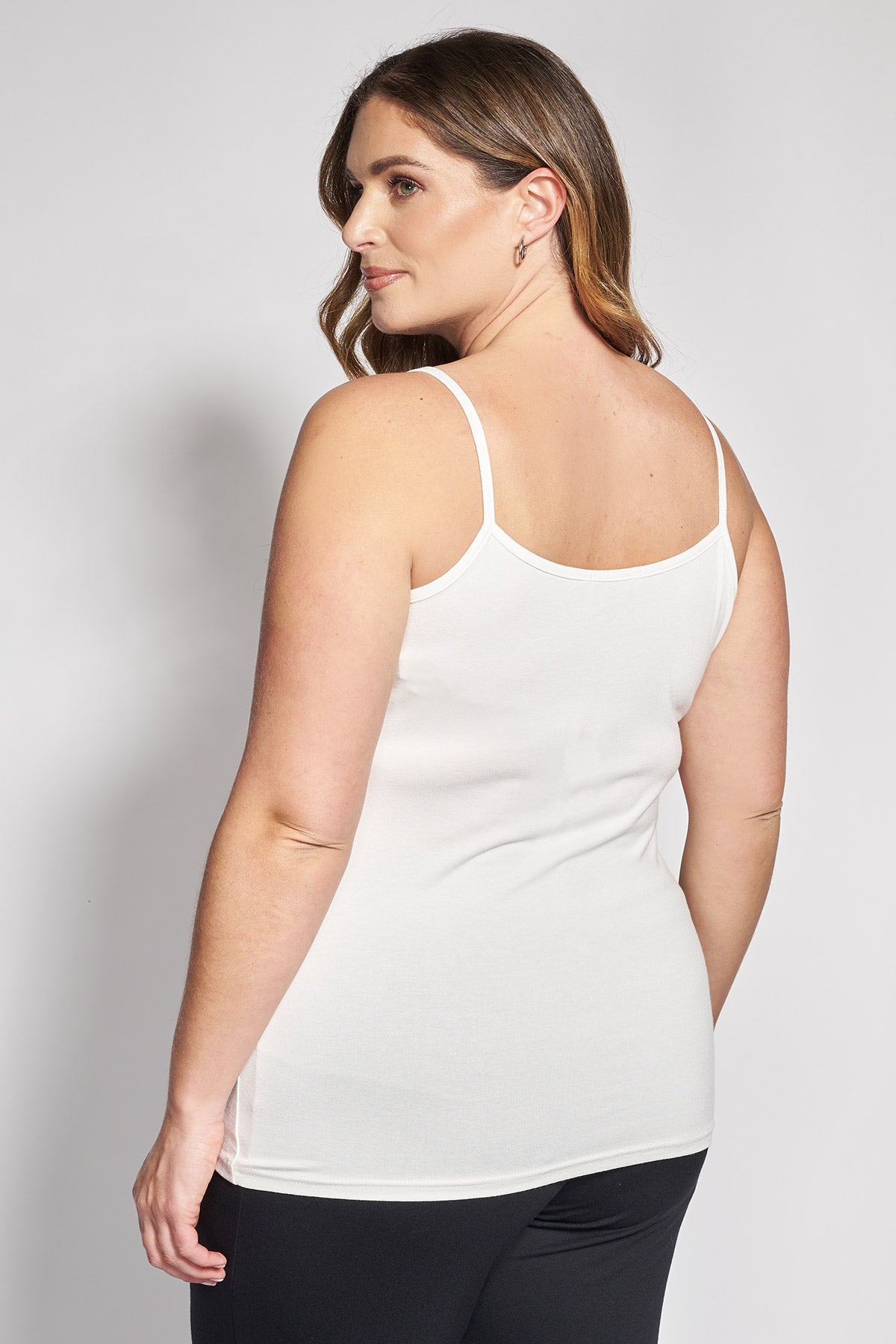 Basic strappy top from high quality elastic viscose - Ecru