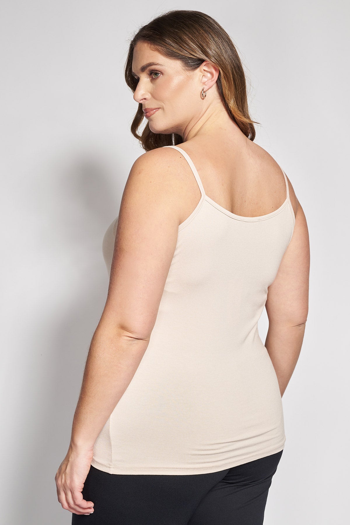 Basic strappy top from high quality elastic viscose - Beige