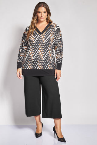 Cropped κρεπ παντελόνα wide leg - Μαύρο