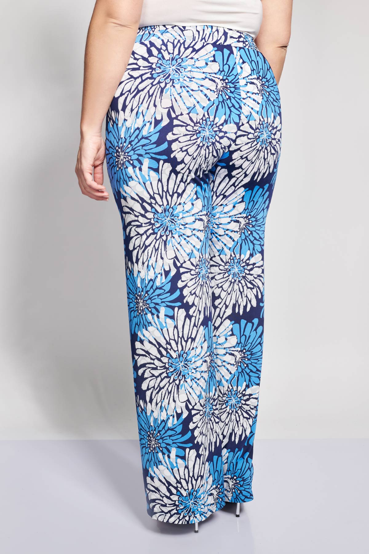 Elastic floral pattern trousers - Blue