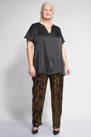 Floral printed satin straight-leg pants - Multicolor