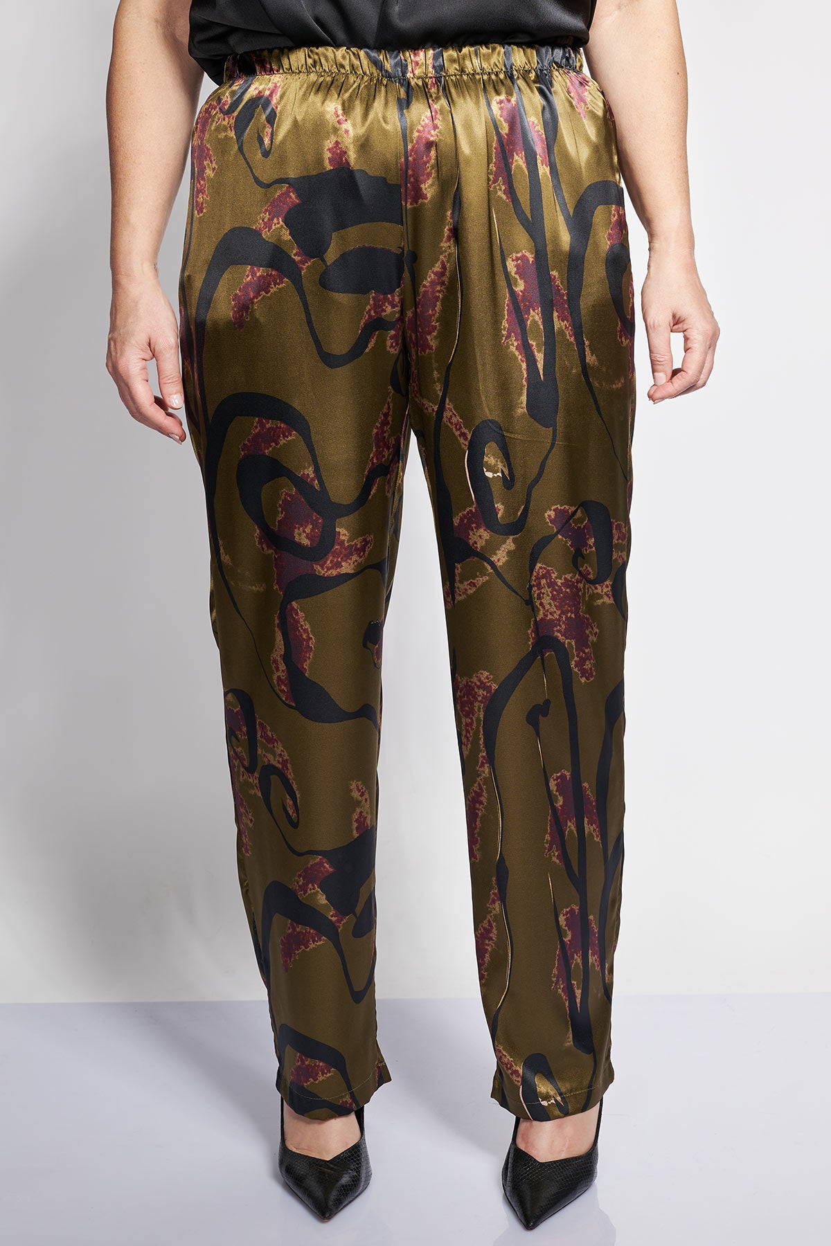 Floral printed satin straight-leg pants - Multicolor