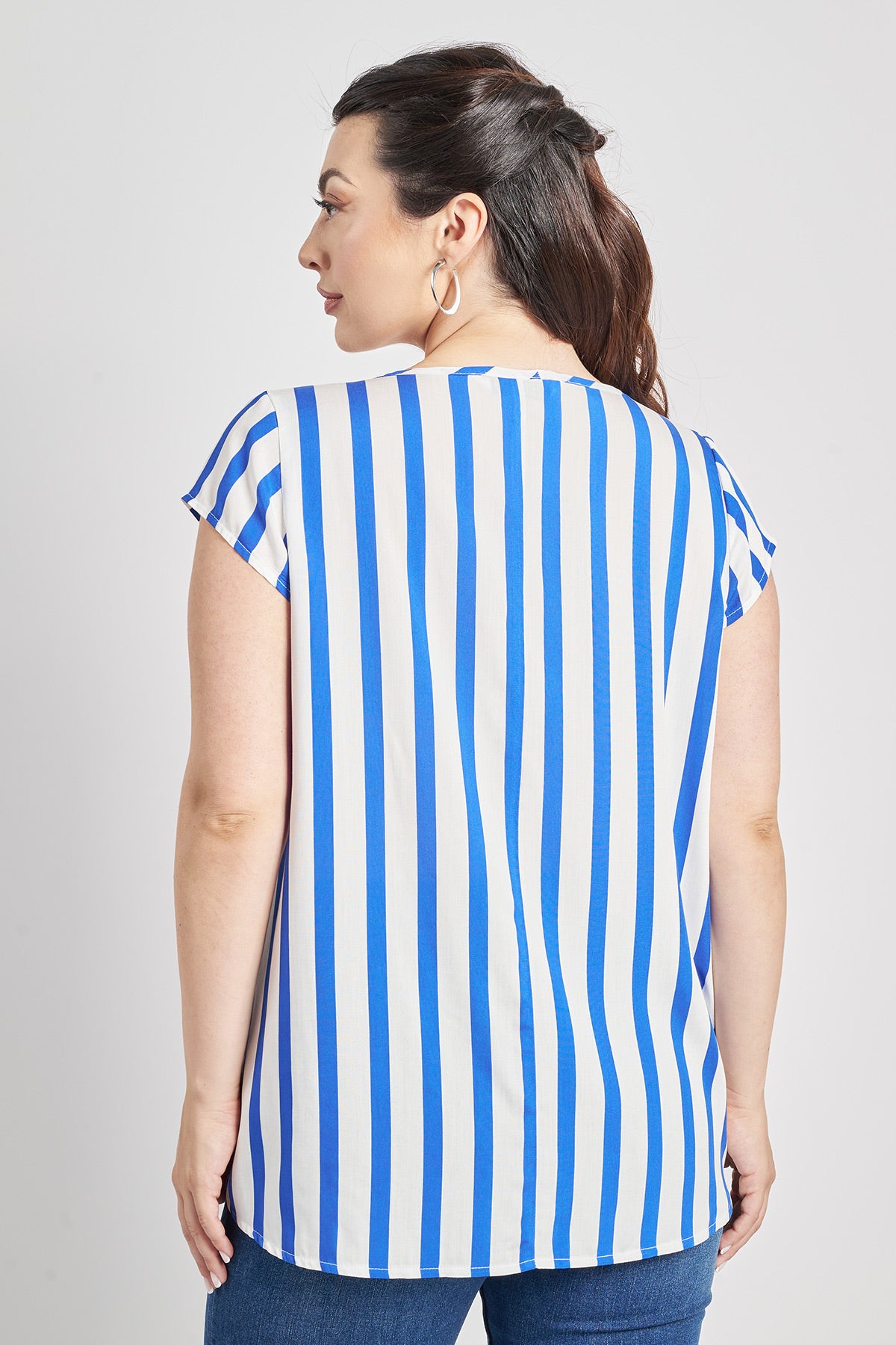 Print viscose blouse with ties - White