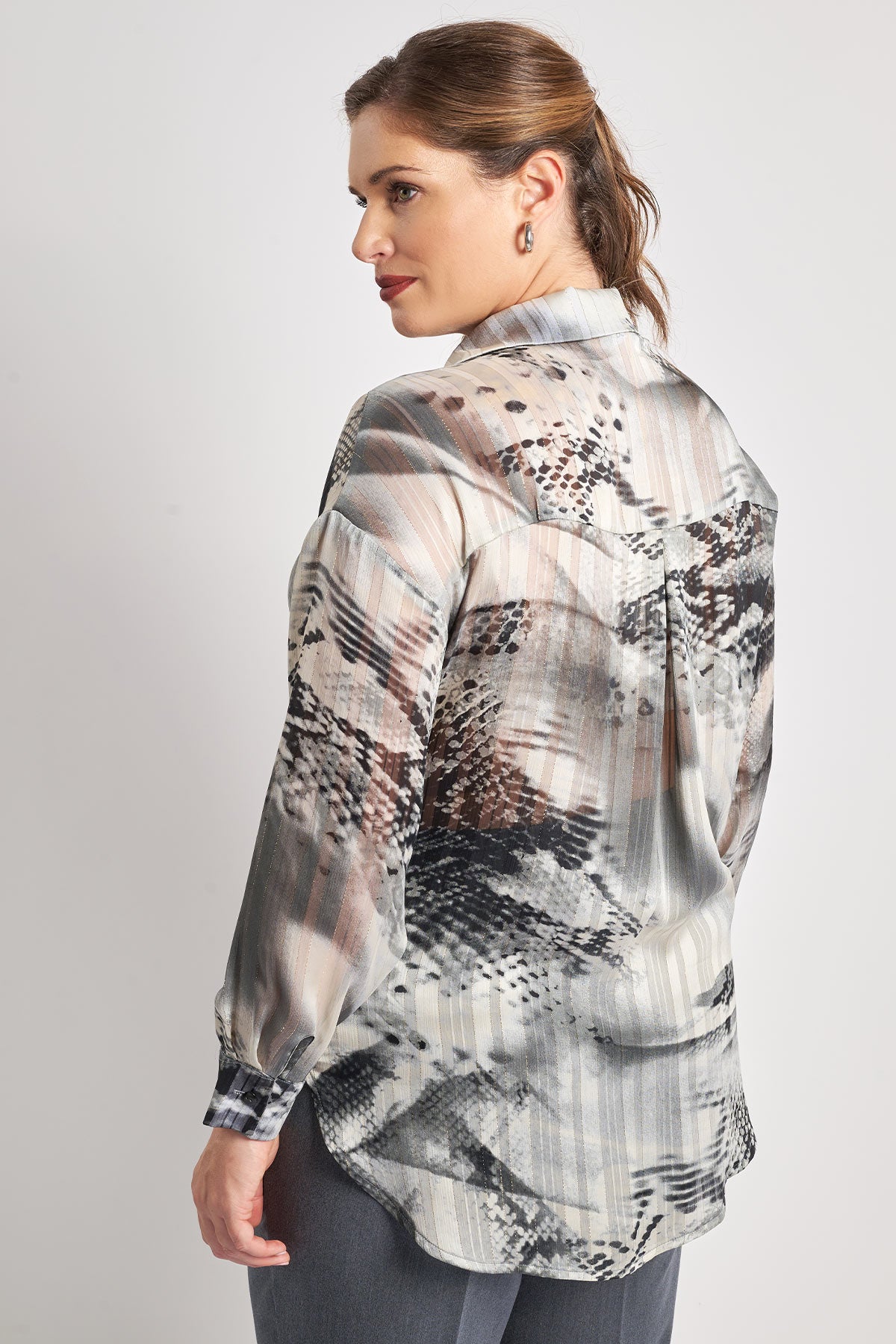 Printed shirt with lurex details - Grey