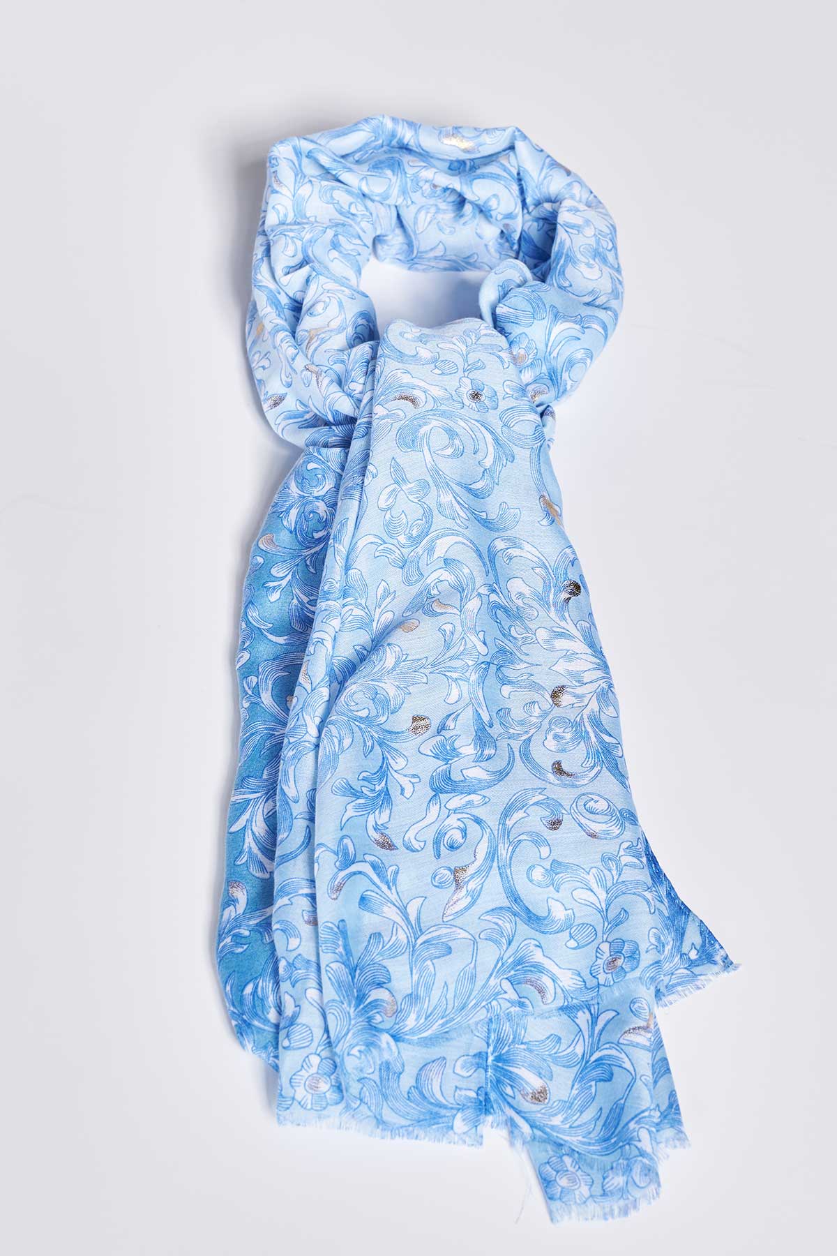 Baroque printed chiffon scarf - Ciel