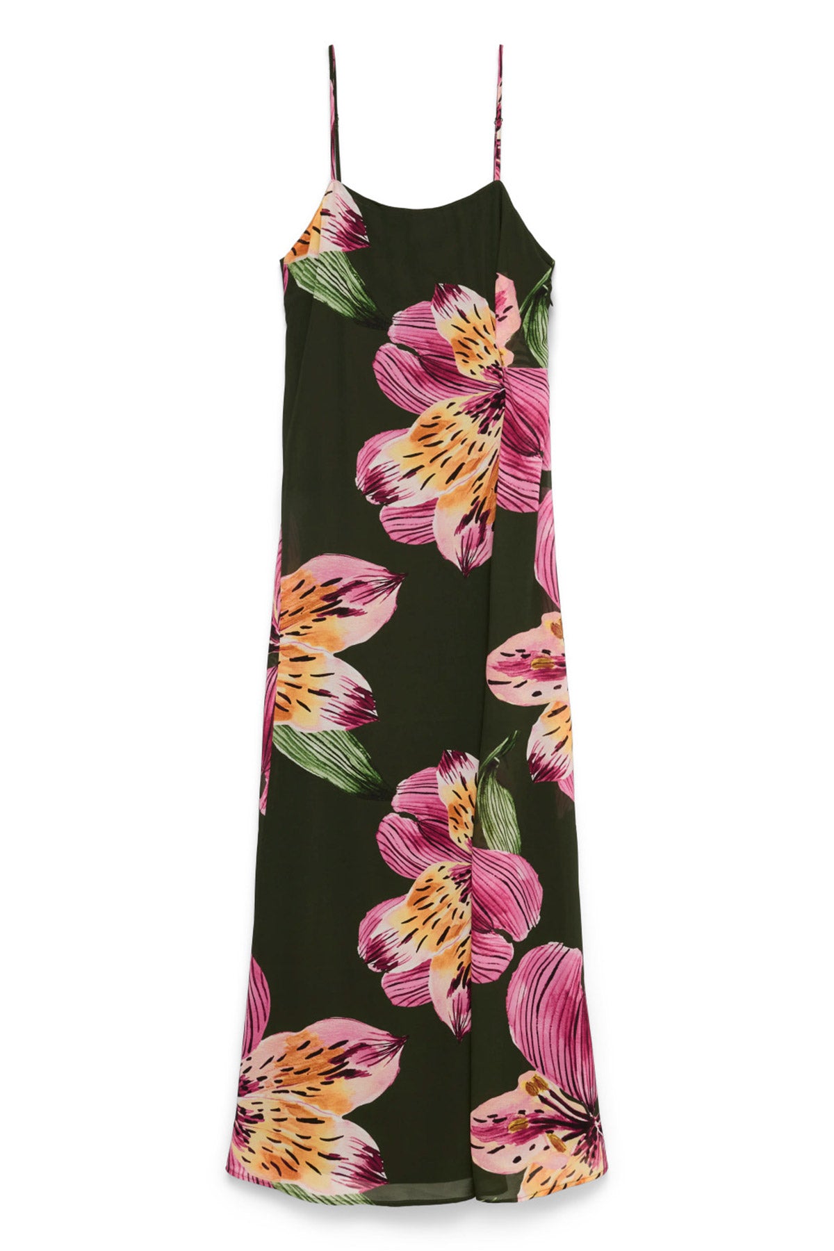 Floral Maxi Φόρεμα με Τιράντες VERO MODA - Χακί