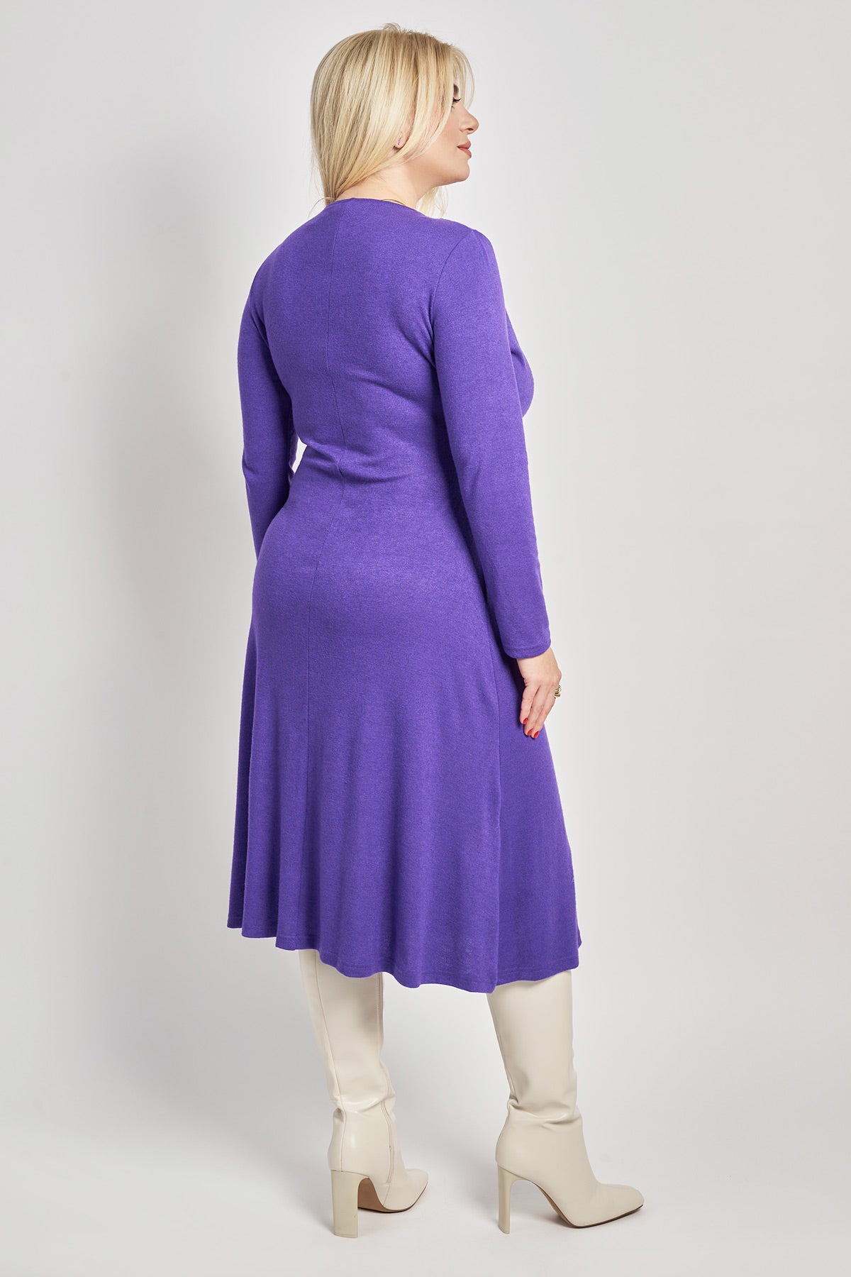 Wrap knit dress - Purple