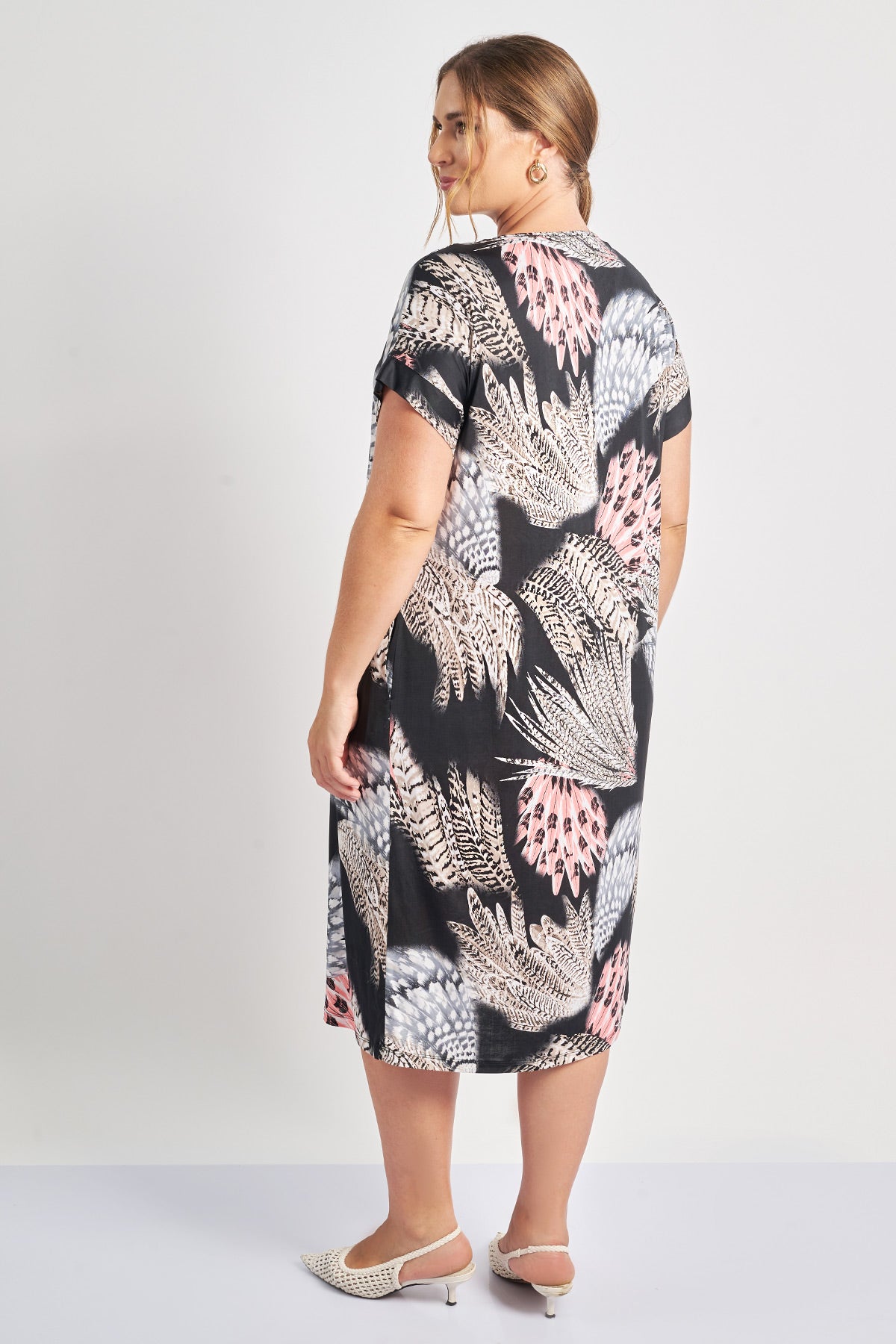 Printed midi dress - Beige