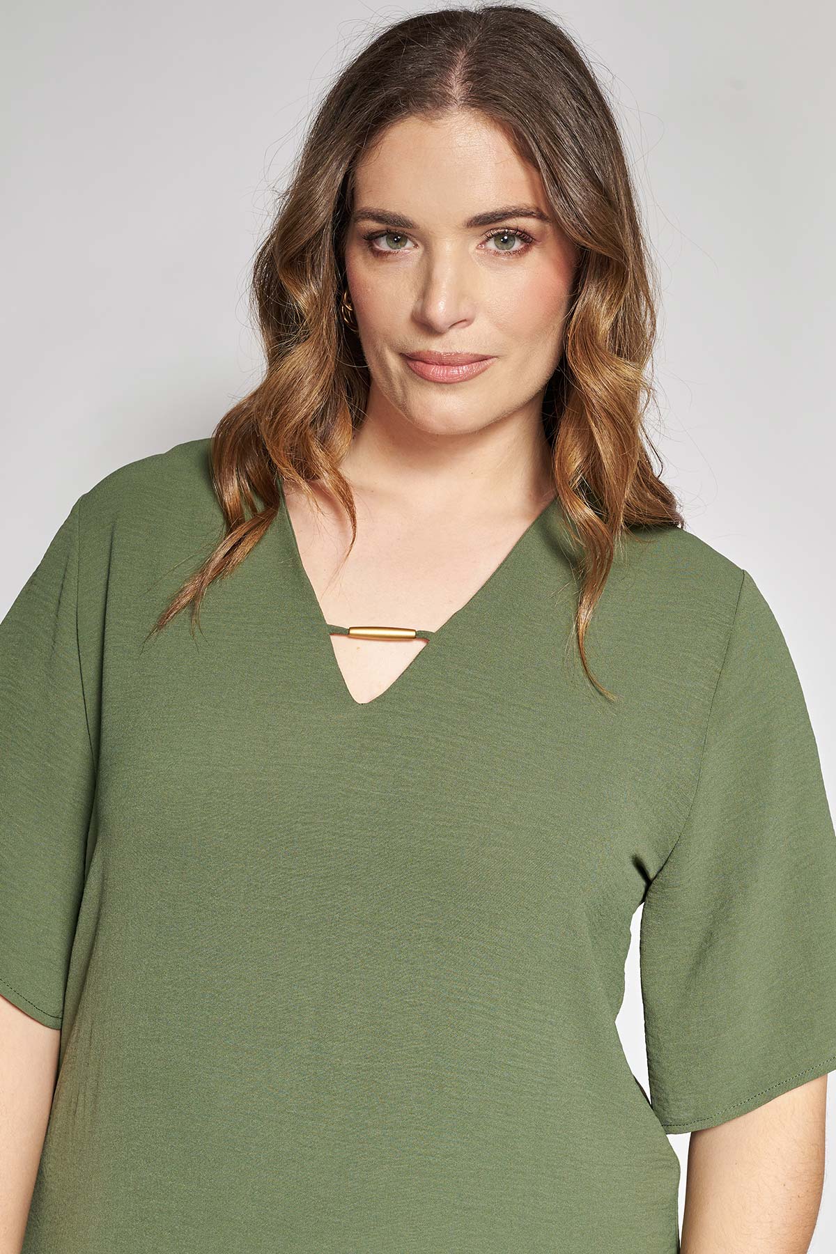 Embroidered ruffle dress - Khaki