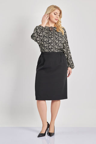 Midi crepe skirt - Black