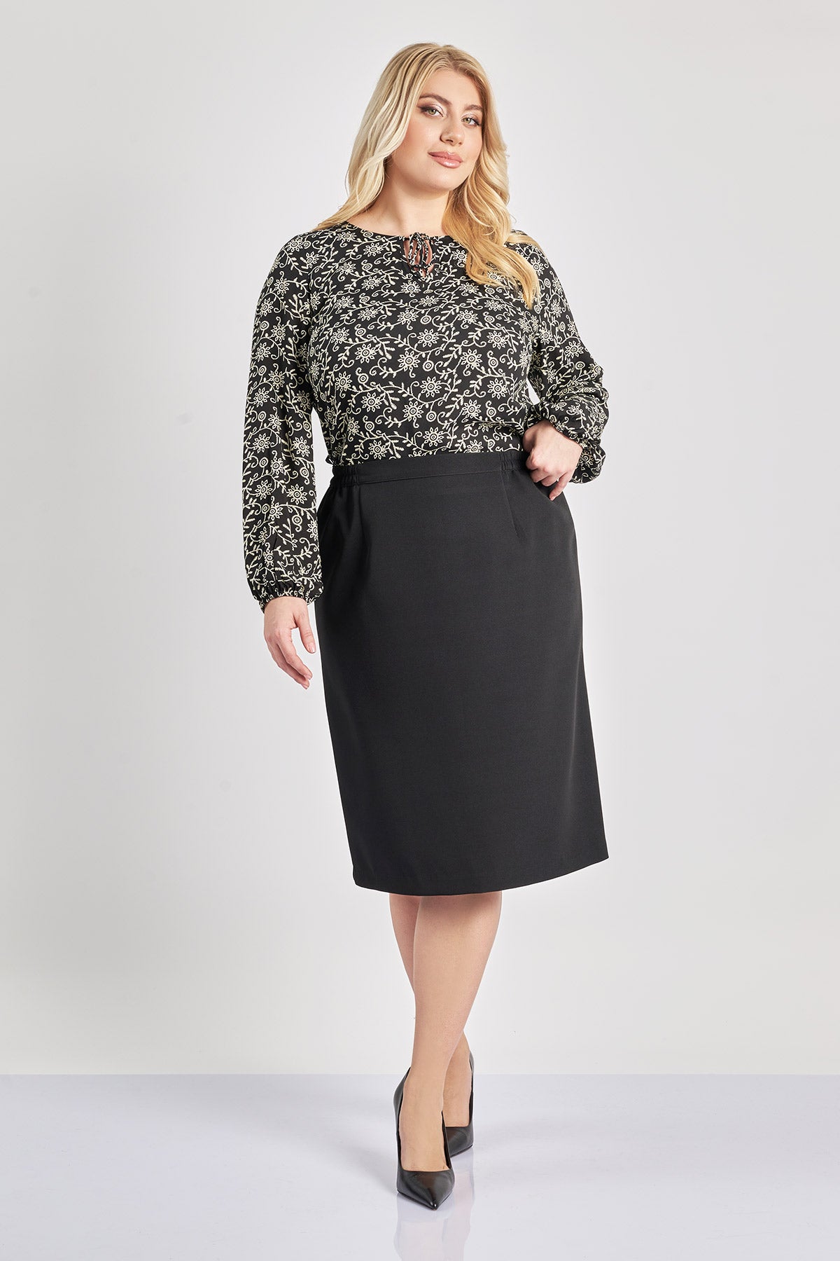 Midi crepe skirt - Black