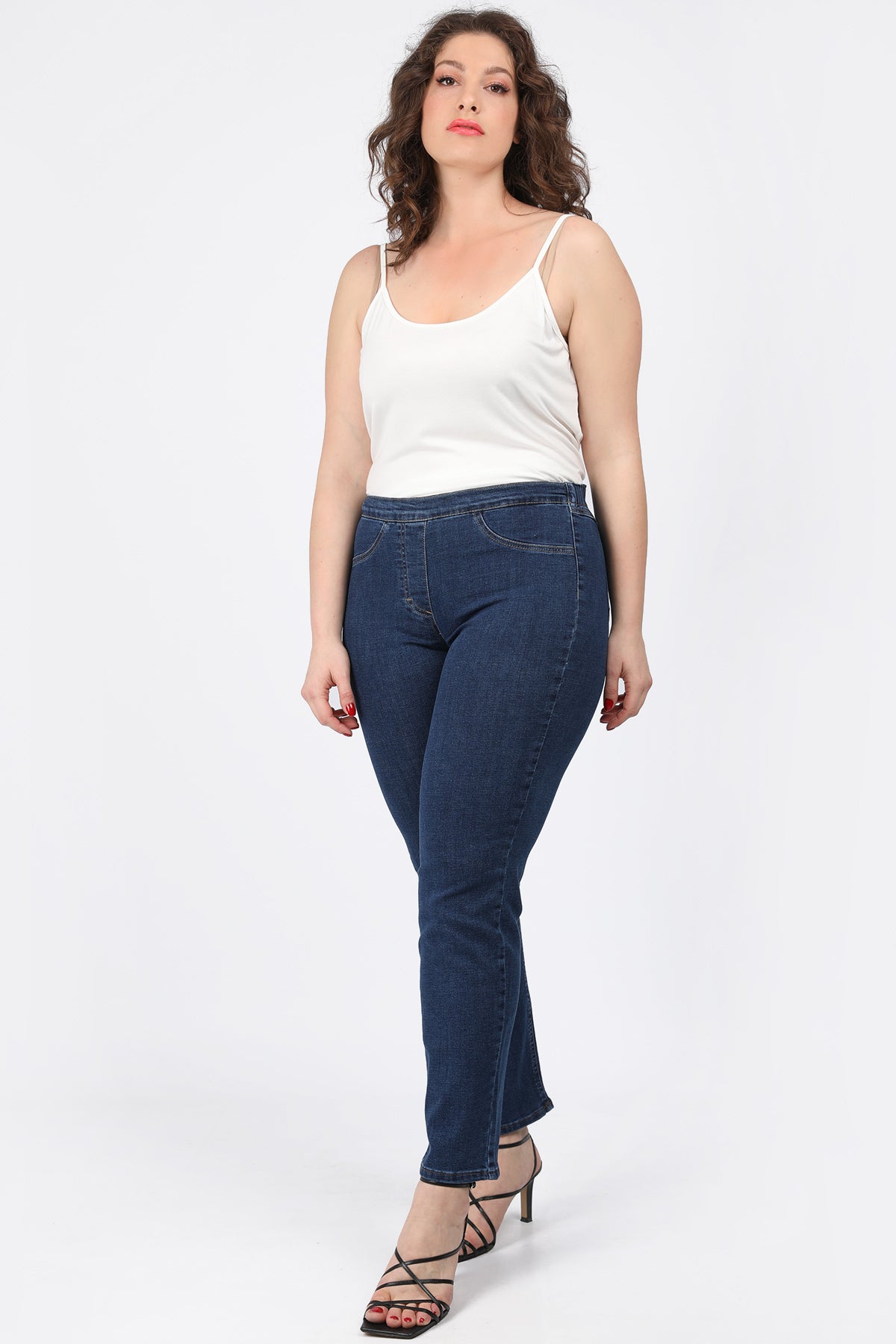 Jeggings denim με ελαστική μέση - Μπλε
