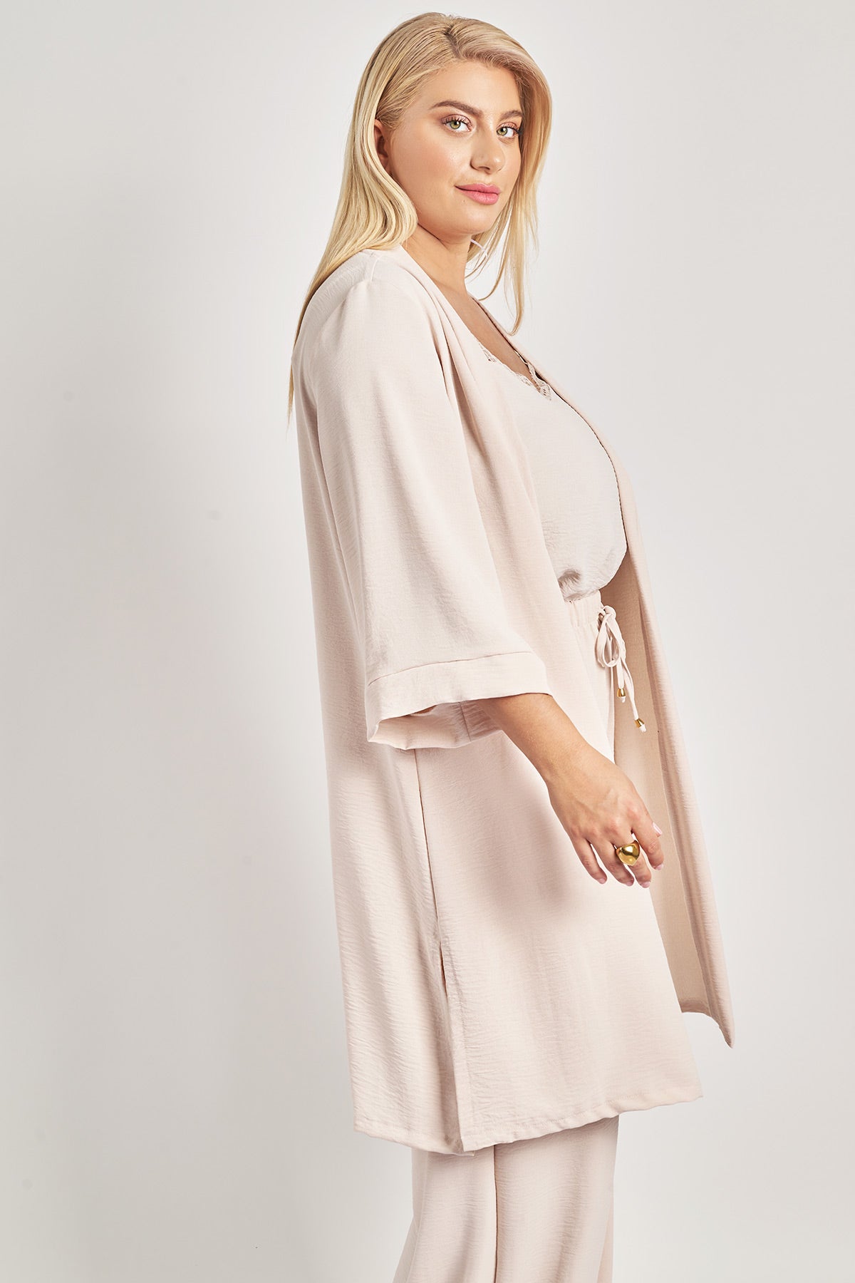 Long washed kimono - Beige