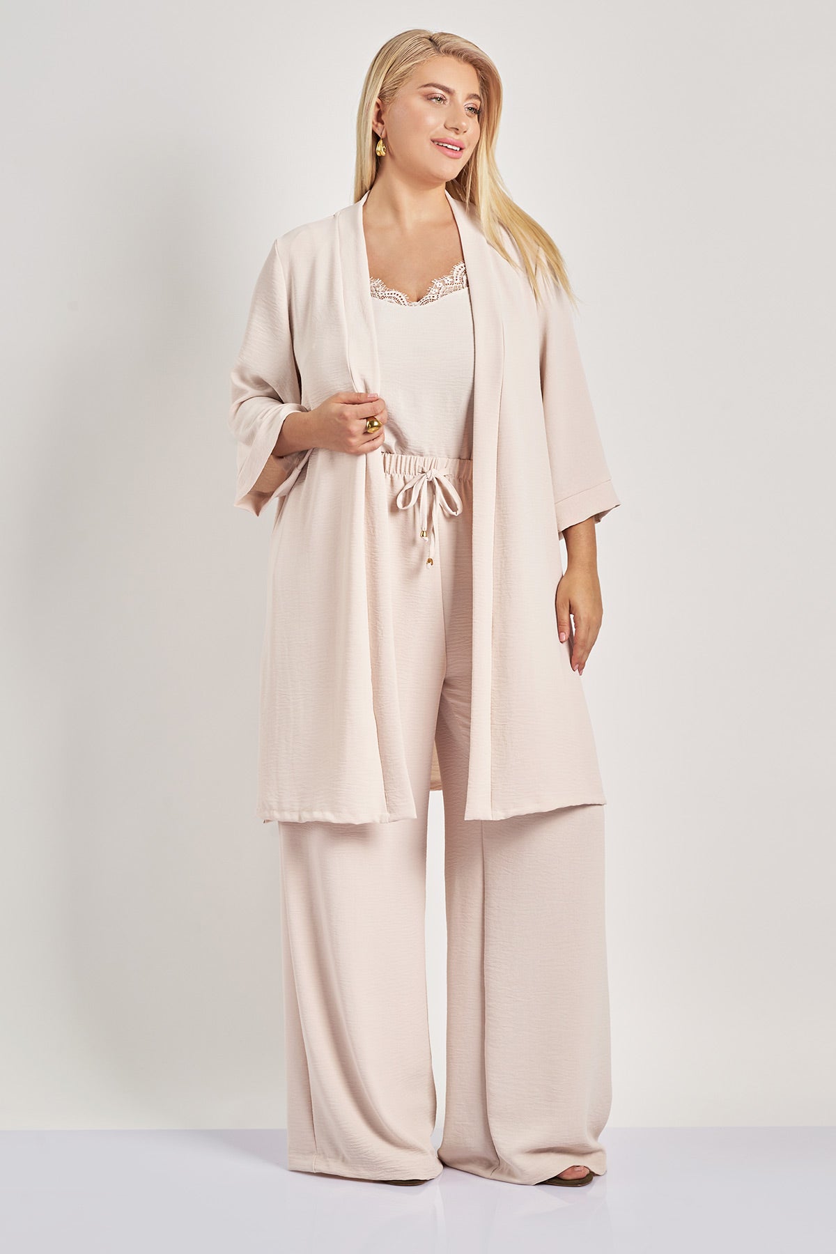 Long washed kimono - Beige