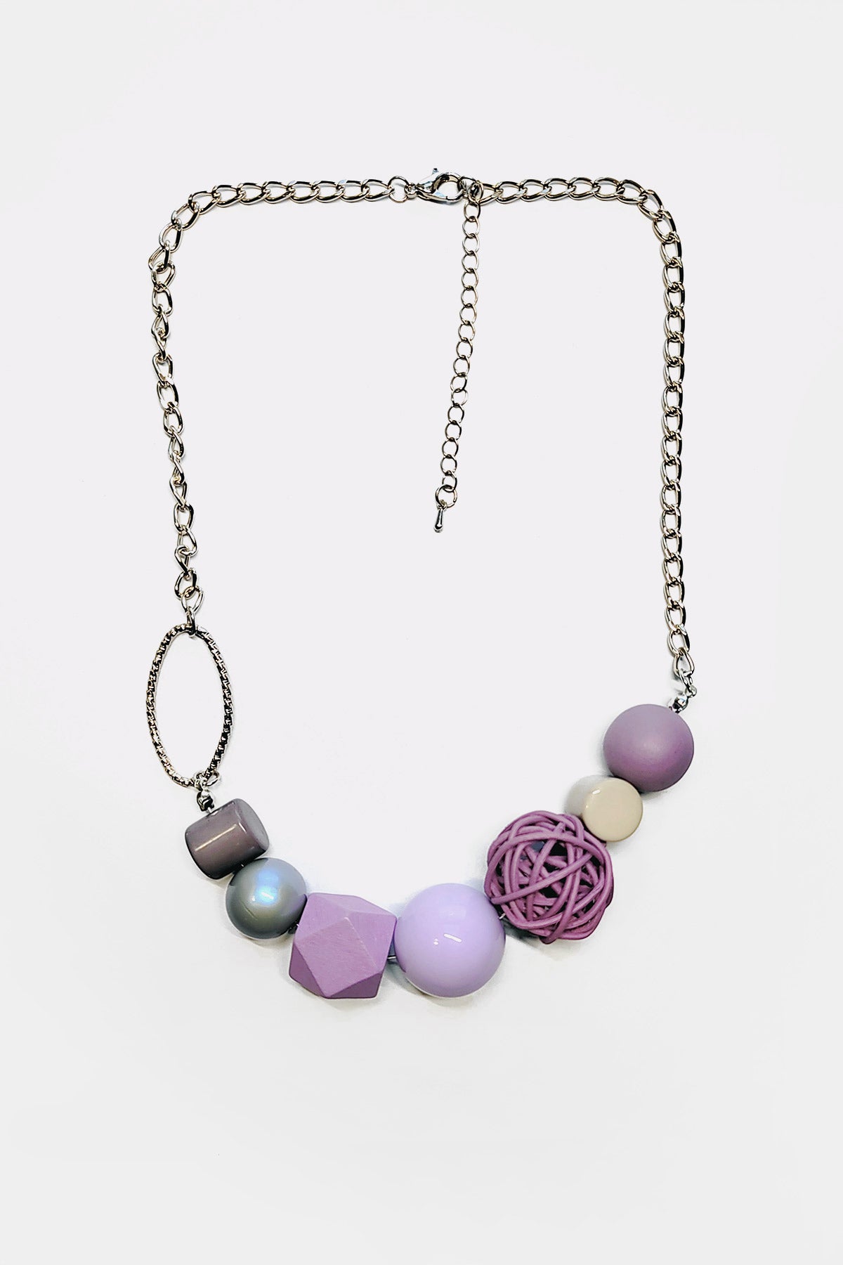 Chain necklace with various beads purple - Purple