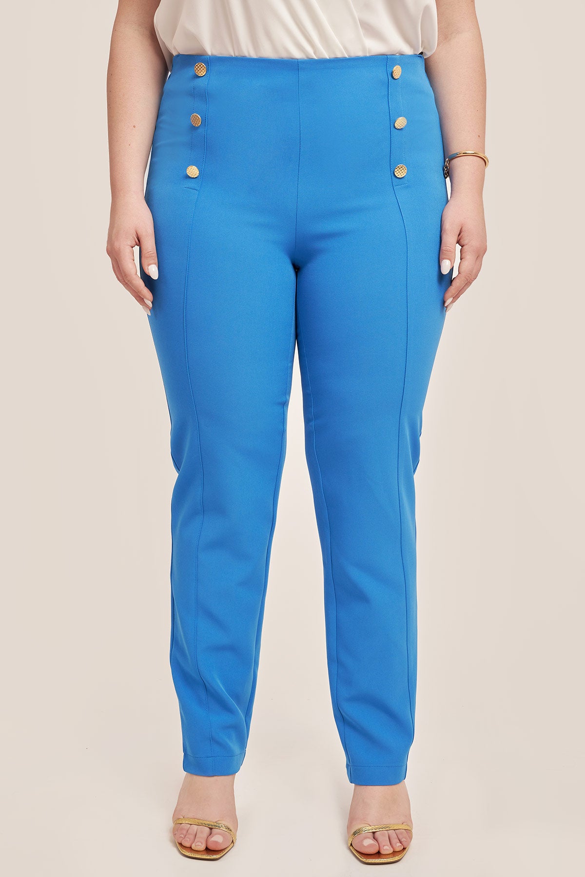 Crepe trousers with decoration - Royal Blue