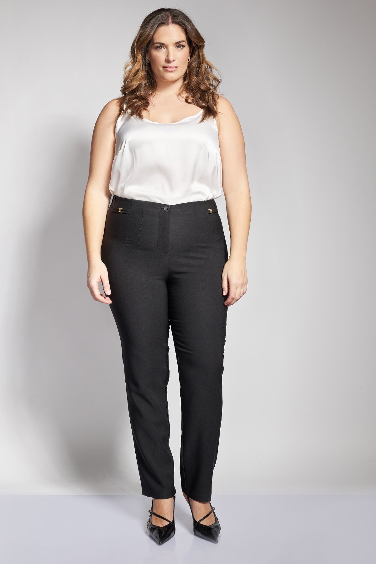 Crepe slim fit trousers - Black