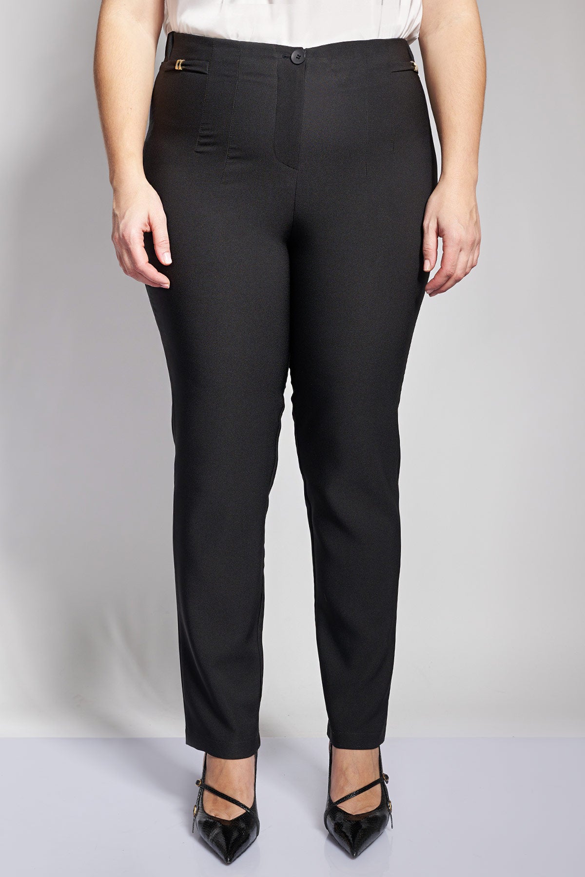 Crepe slim fit trousers - Black