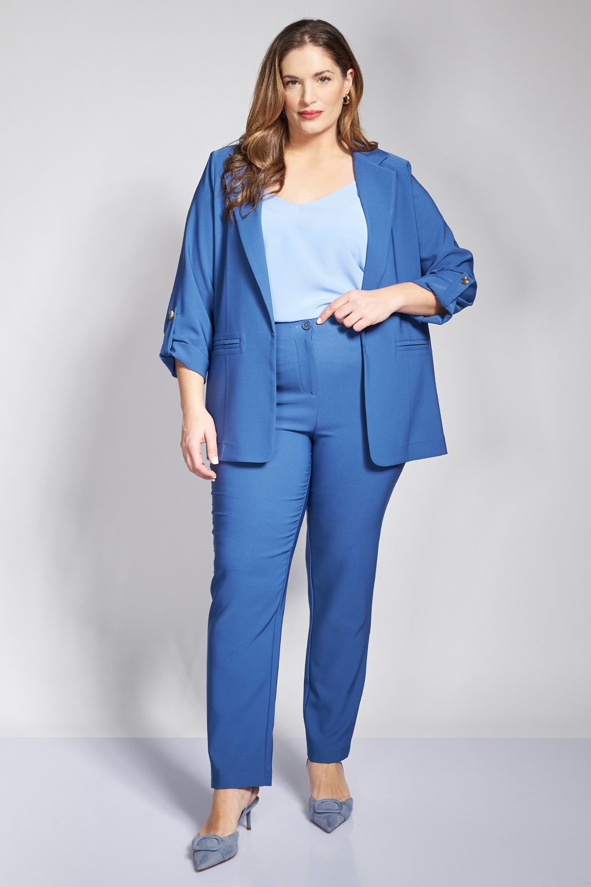 Crepe slim fit trousers - Indigo