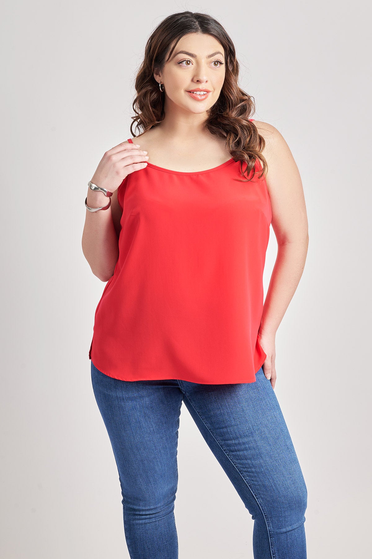 Strappy crepe top - Red